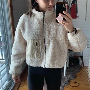 Cream Sherpa crop jacket size medium